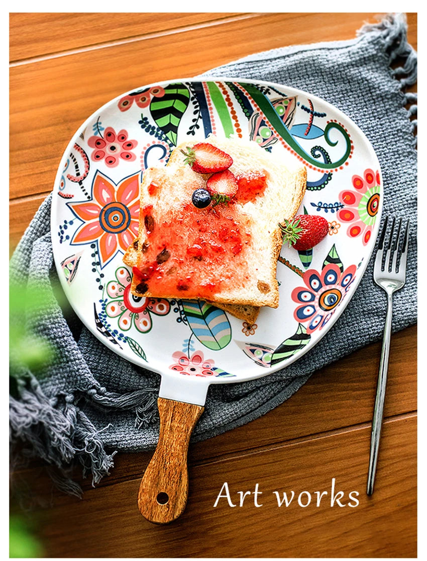 Ceramic Salad Plates with Handle