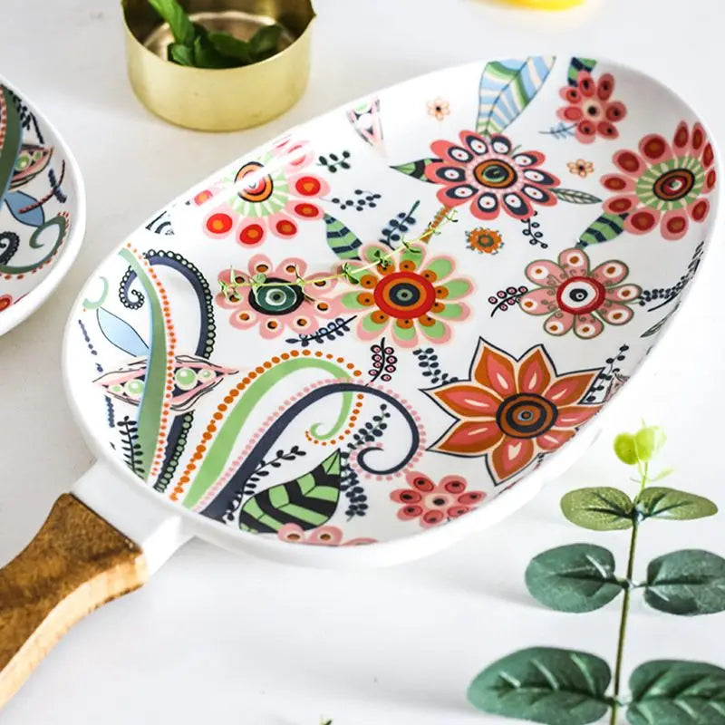 Ceramic Salad Plates with Handle